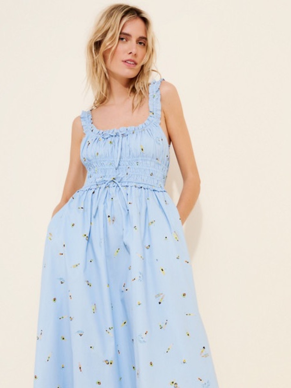 Nwot En Saison Light Blue Floral Midi Dress